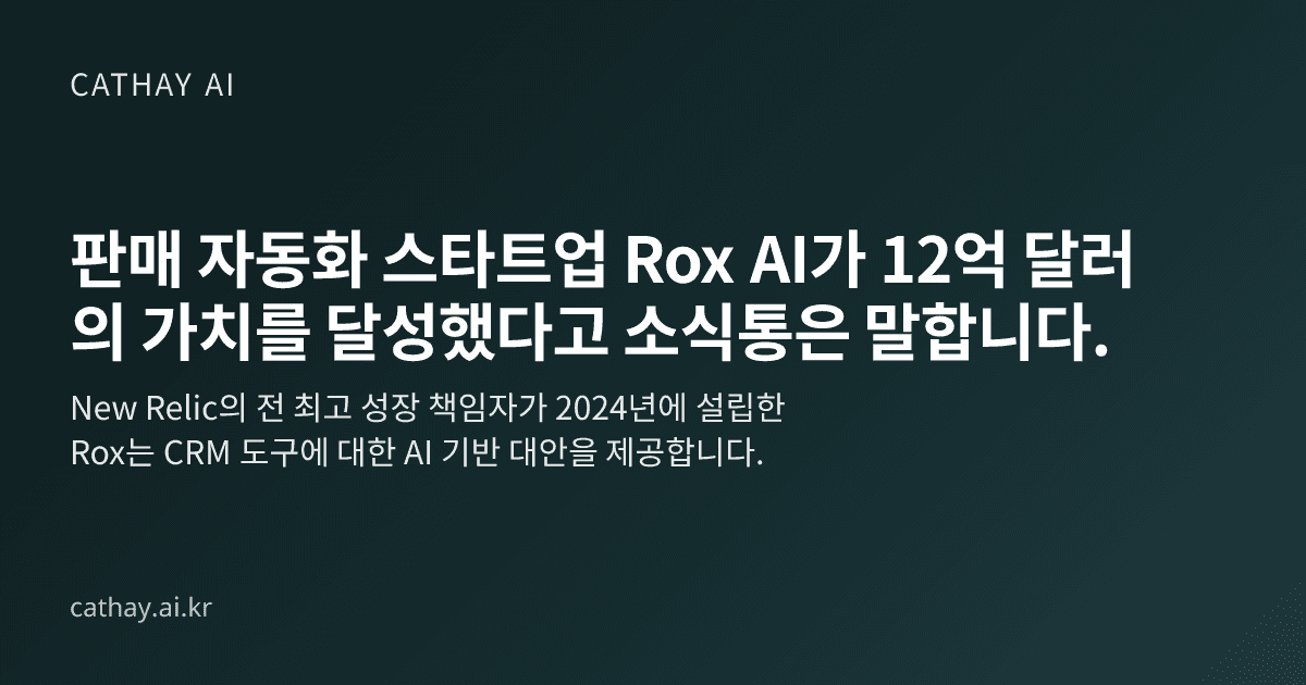 판매 자동화 스타트업 Rox AI가 12억 달러의 가치를 달성했다고 소식통은 말합니다.