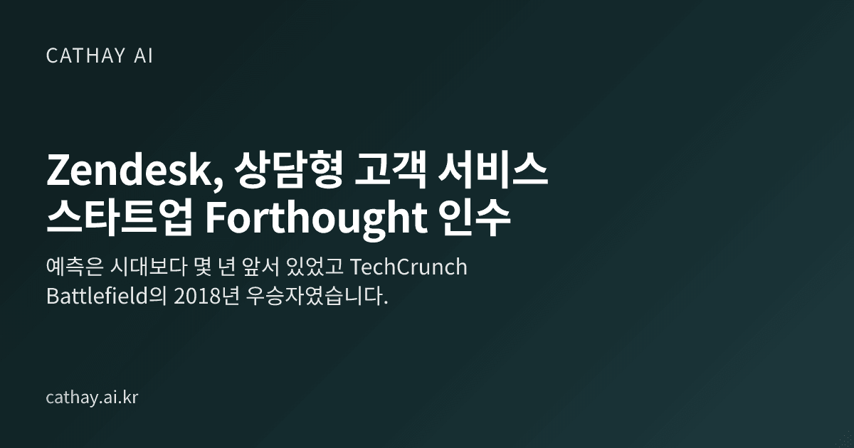 Zendesk, 상담형 고객 서비스 스타트업 Forthought 인수