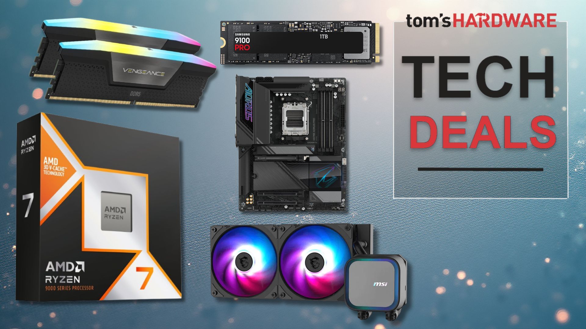 2TB Samsung 9100 Pro SSD 및 32GB Corsair Vengeance RAM은 이 놀라운 Newegg 9850 3D 번들에서 단 363달러입니다. 이 1,200달러 AM5 운반물에는 870E 마더보드와