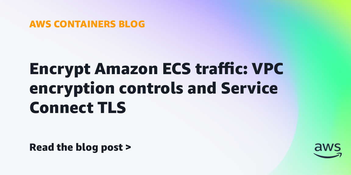 Amazon ECS 트래픽 암호화: VPC 암호화 제어 및 Service Connect TLS