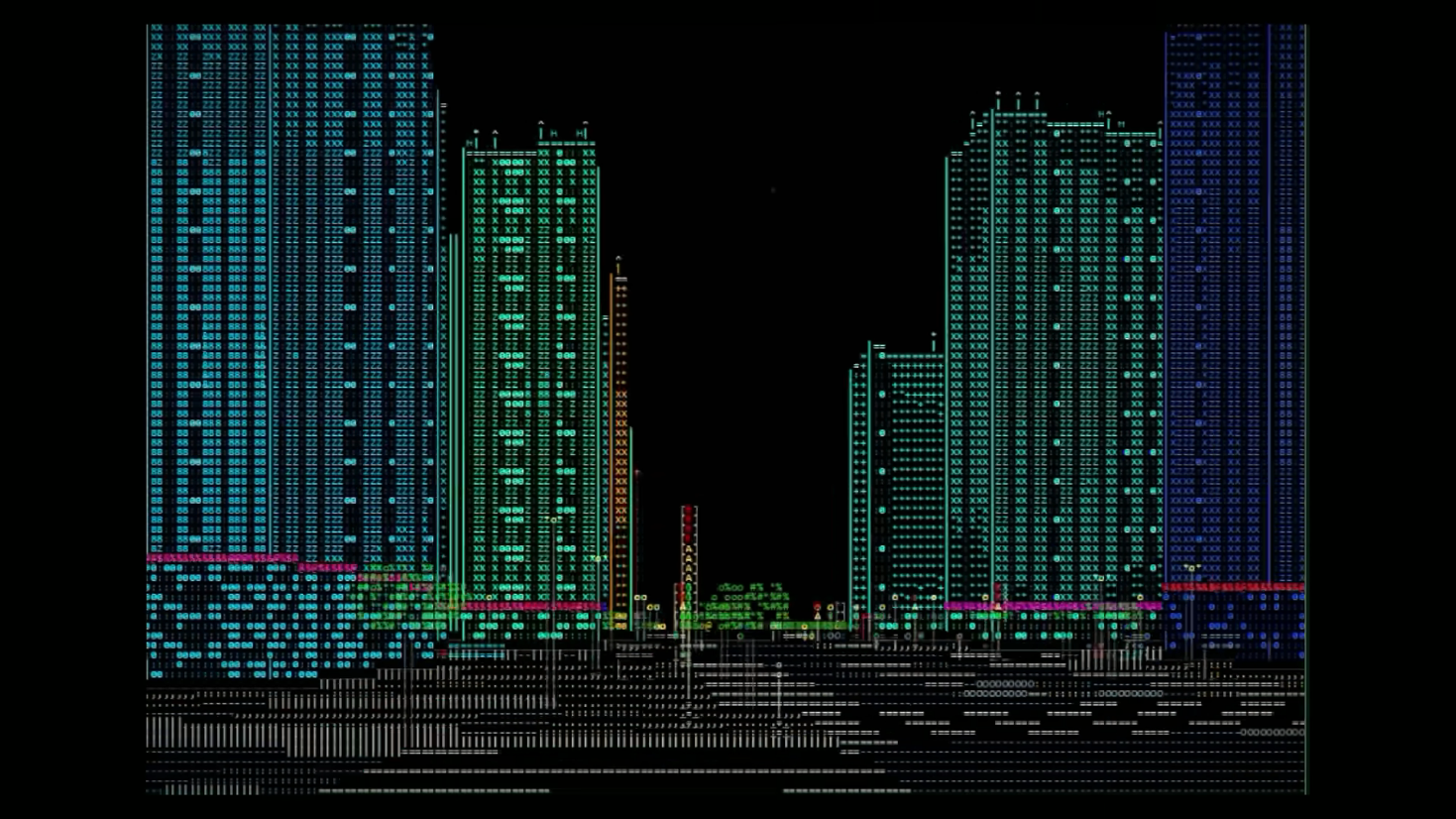 순수 ASCII 문자로만 구축된 3D 사이버펑크 도시를 걸어보세요 — 283KB로 구동되는 텍스트 기반 메트로폴리스